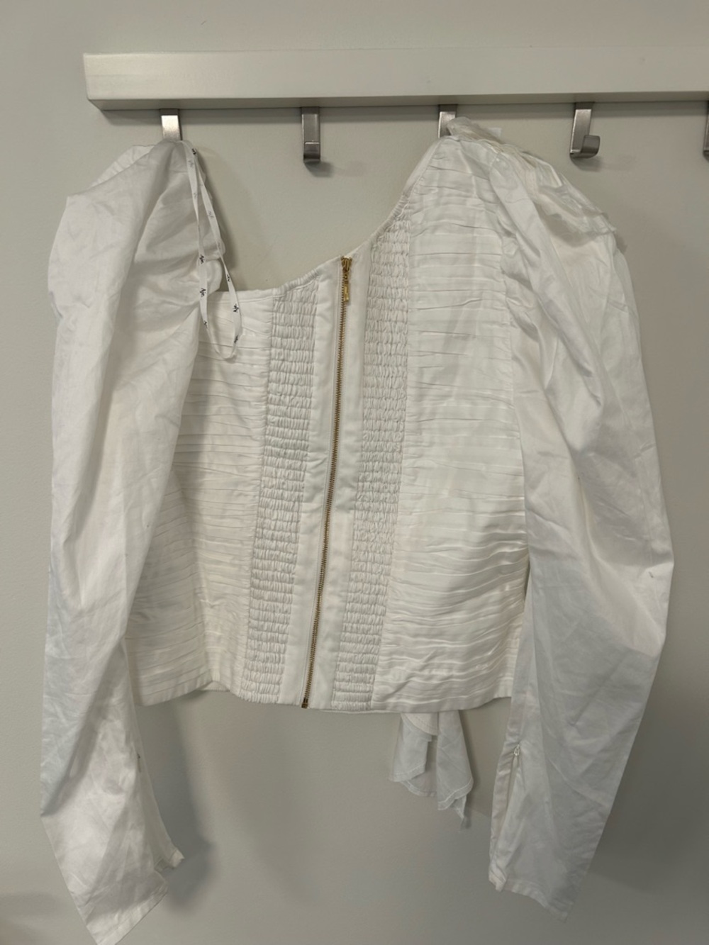 Aje White Adelia Ruffle Ruched Blouse - Picture 4 of 11